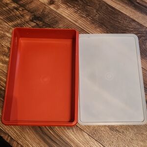 Vintage Tupperware Red and With Clear/frosted Top